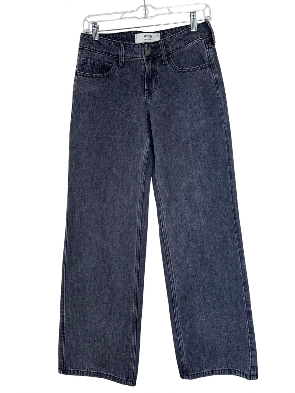 Hollister Low Rise Wide Leg Charcoal Jeans 25R